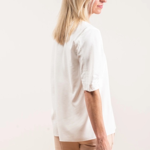 tibi viscose twill V Neck top Sz 8 Classic Minimalist Quite Luxury - Picture 2 of 6